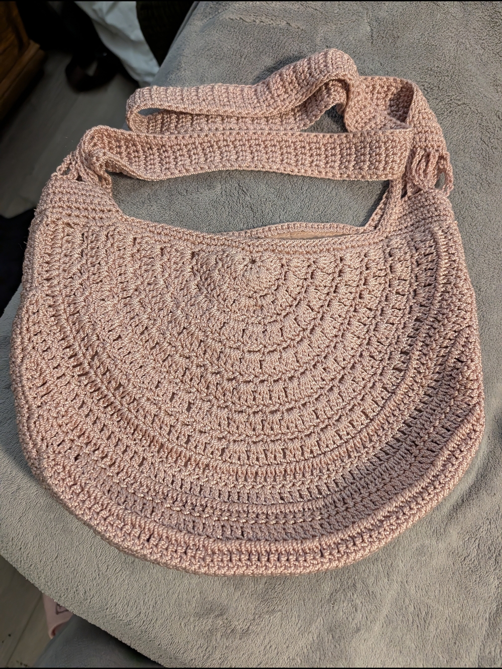 Boutique Crochet Half Moon Crescent Hobo Crossbody Bag